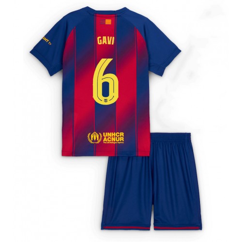 Maglia Calcio Barcelona Paez Gavi #6 Prima Divisa Bambino 2025-26 Manica Corta (+ pantaloncini)